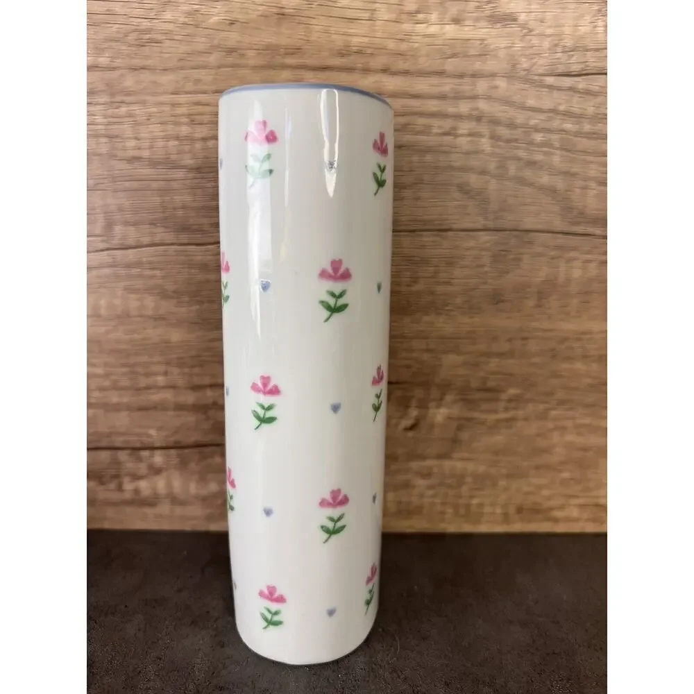 Vintage FTD Floral Hearts White Porcelain 6.5 Bud Vase Japan